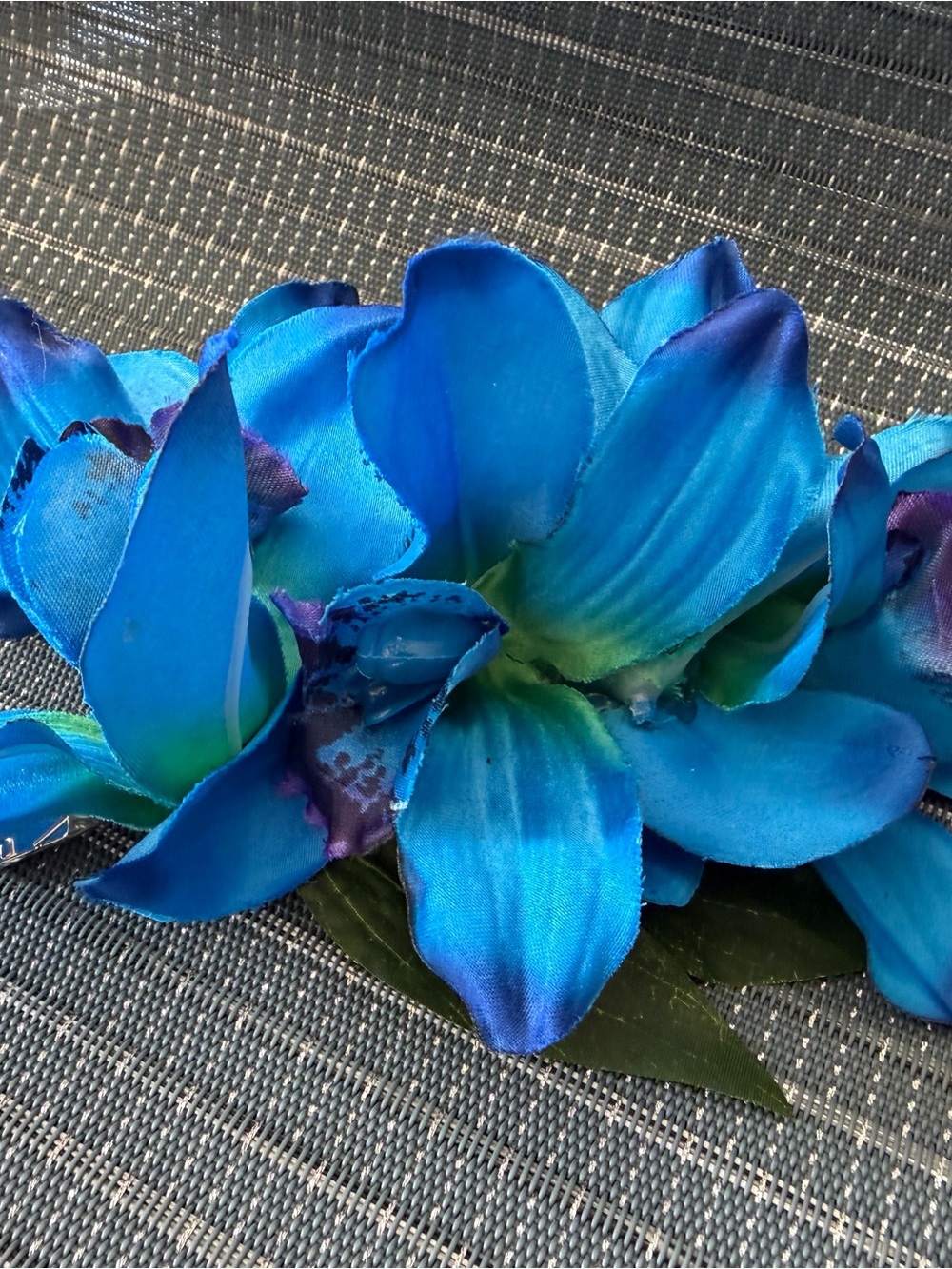 Vibrant Blue Floral Hair Clip - Artificial Orchid Accent